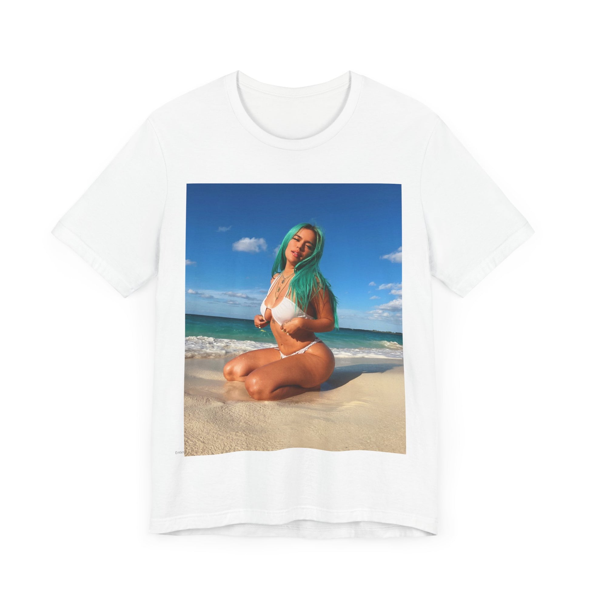 A black graphic t-shirt featuring a graphic related to Karol G's 'Mañana Sera Bonito' album era.