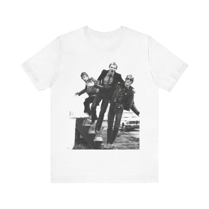 A black graphic t-shirt featuring an early days reggae rock graphic of The Police.