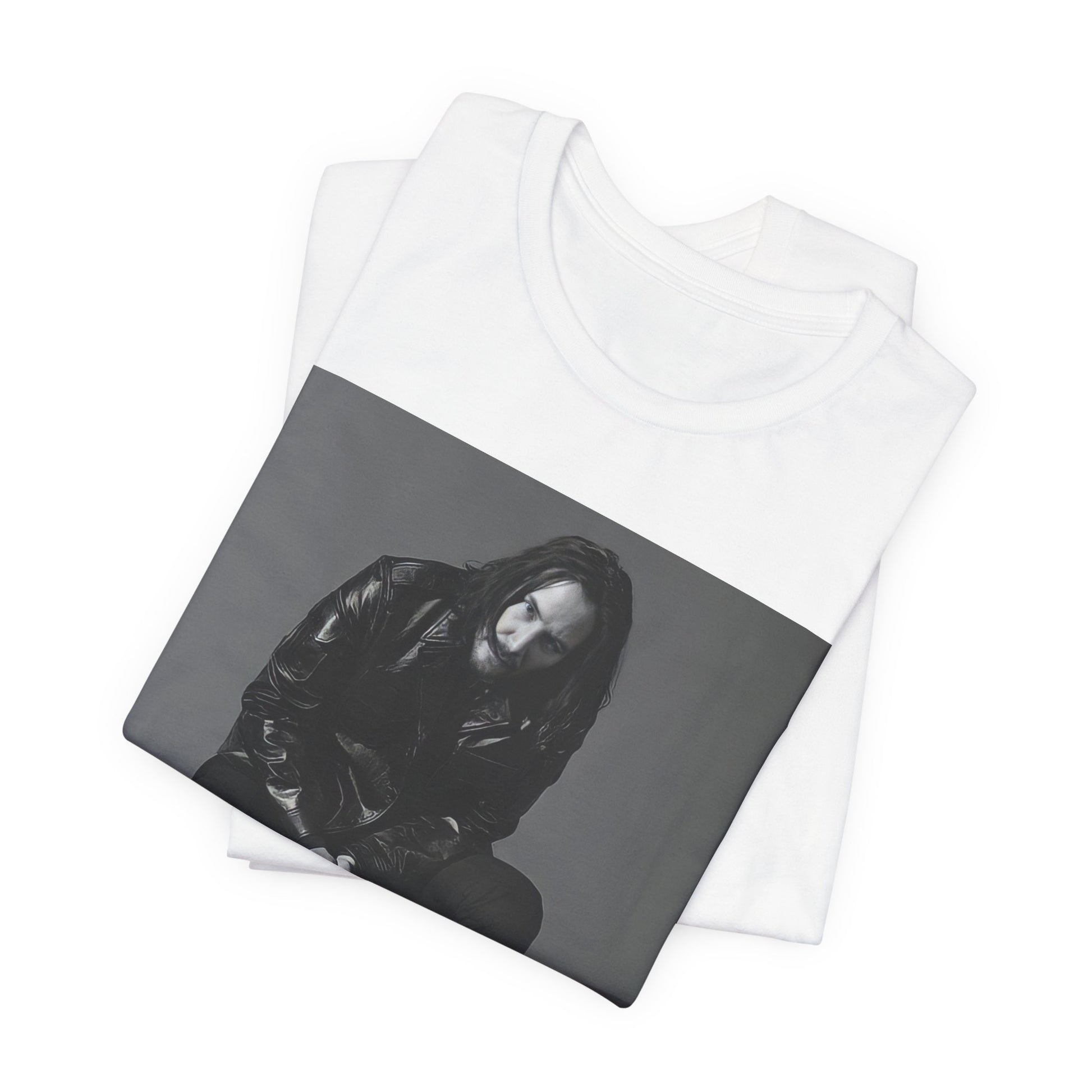 A black graphic t-shirt featuring a graphic of Keanu Reeves as John Wick.