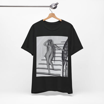 A black graphic t-shirt featuring a graphic of Cardi B as an authentic culture icon.