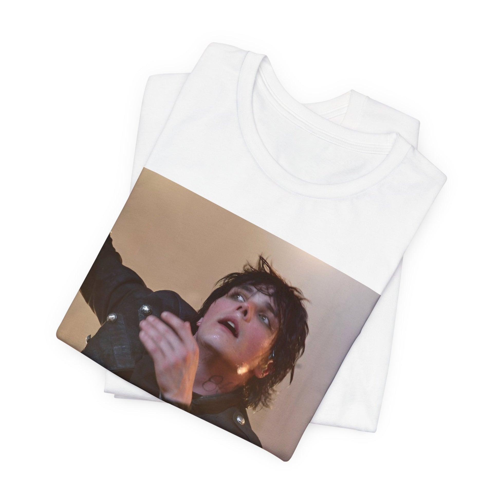 A black graphic t-shirt featuring a graphic or photo of My Chemical Romance performing live on stage.