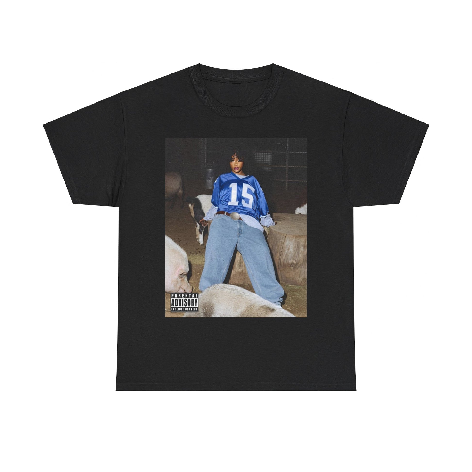 A black graphic t-shirt featuring a graphic related to SZA's 'LANA' album era.