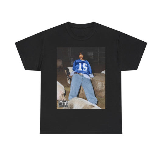 A black graphic t-shirt featuring a graphic related to SZA's 'LANA' album era.