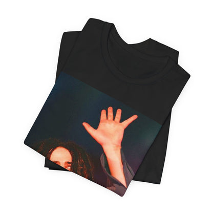 A black graphic t-shirt featuring a vintage 90s alt rock graphic of Counting Crows.