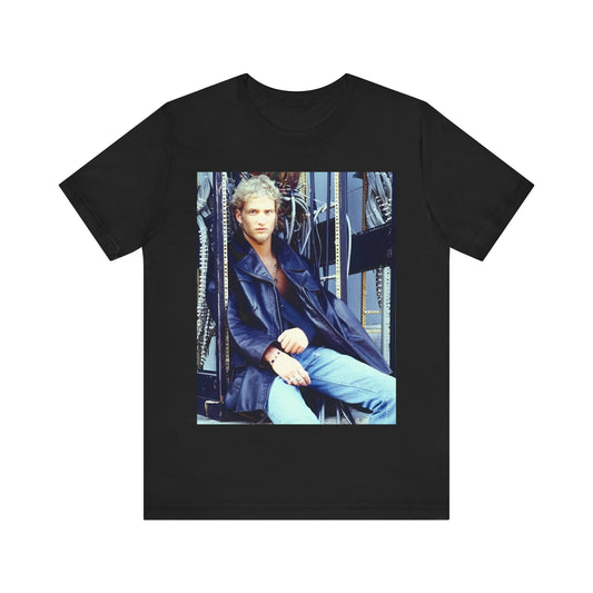 A black graphic t-shirt featuring a 90s-style graphic of Layne Staley from Alice In Chains, possibly a portrait or performance image.