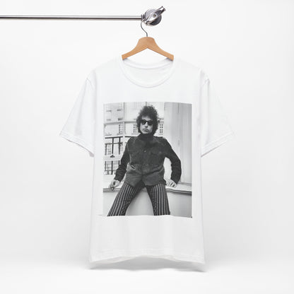A black graphic t-shirt featuring a graphic related to Bob Dylan's 'Highway 61' era, possibly with album art elements or iconic imagery.