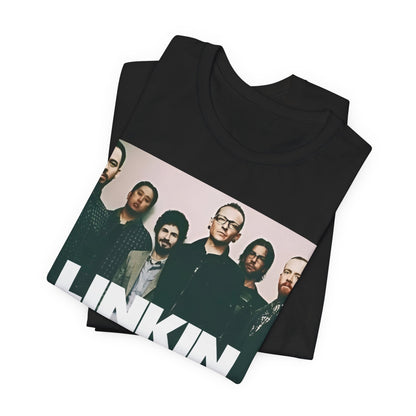 A black graphic t-shirt featuring a graphic related to Linkin Park's 'Numb' song or era.
