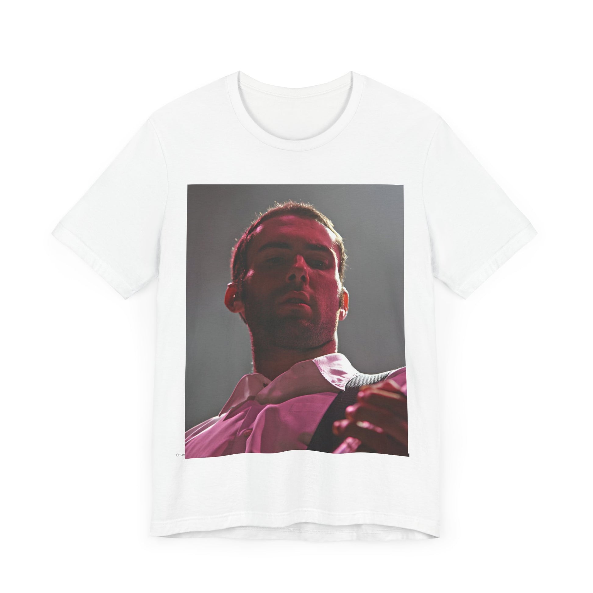 A graphic design inspired by the cover art and color palette of Maroon 5's debut album, "Songs About Jane," on a t-shirt.