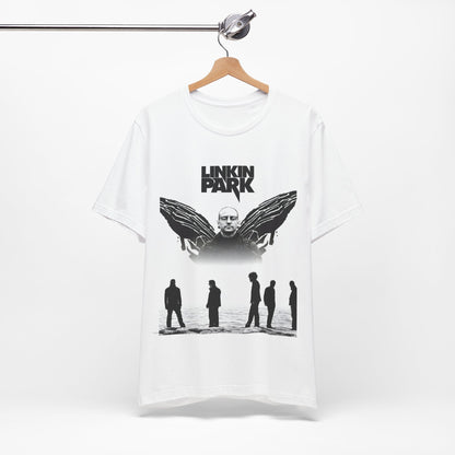 A black graphic t-shirt featuring a tribute graphic for Chester Bennington of Linkin Park.