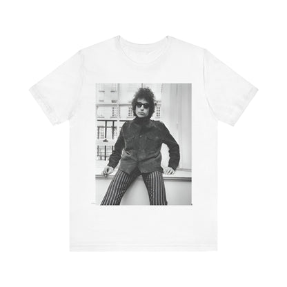 A black graphic t-shirt featuring a graphic related to Bob Dylan's 'Highway 61' era, possibly with album art elements or iconic imagery.
