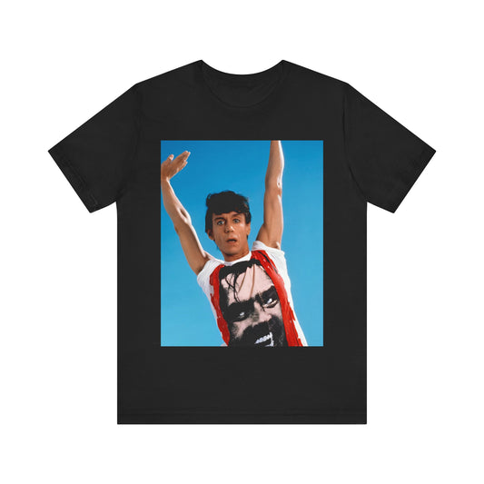 A black graphic t-shirt featuring a 70s graphic of Iggy Pop with a 'Raw Power' aesthetic.