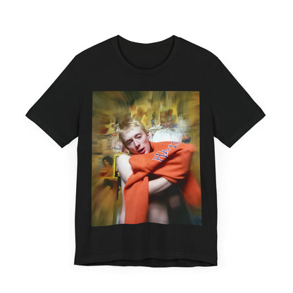 A black graphic t-shirt featuring a rock aesthetic graphic of Radiohead.