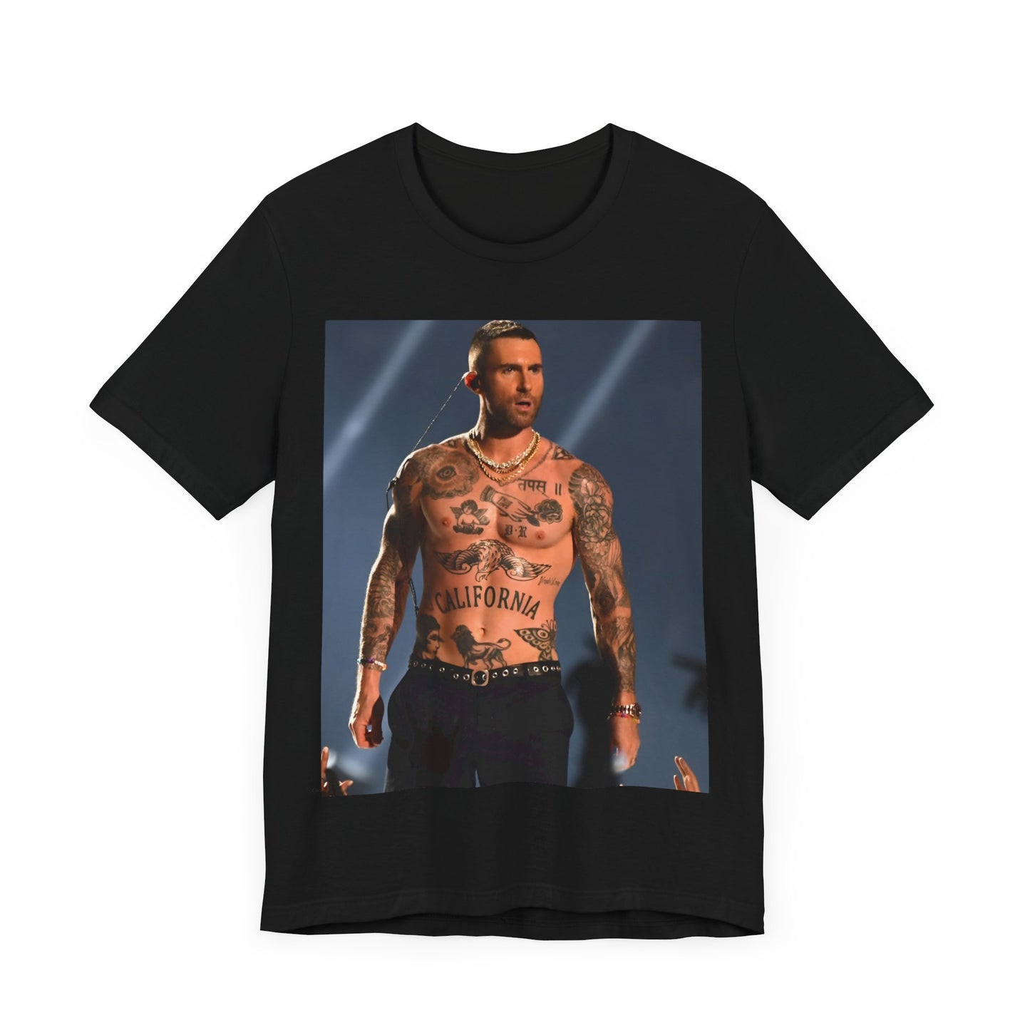 A fun, colorful graphic t-shirt inspired by the feel-good Maroon 5 hit song "Sugar."
