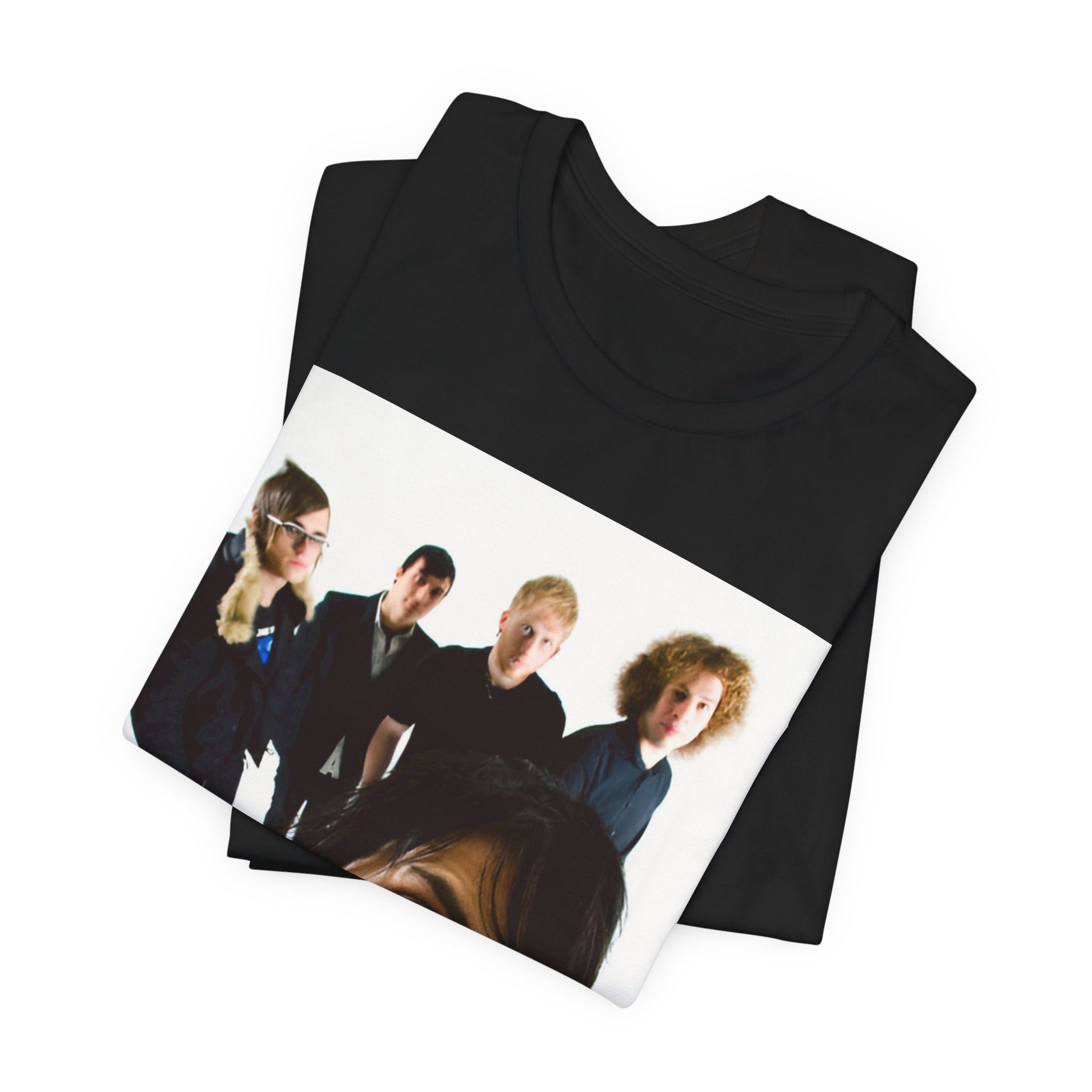 A black graphic t-shirt featuring a vintage emo revival graphic for My Chemical Romance.