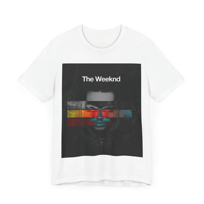 A black graphic t-shirt featuring a retro graphic related to The Weeknd's 'House of Balloons' mixtape.