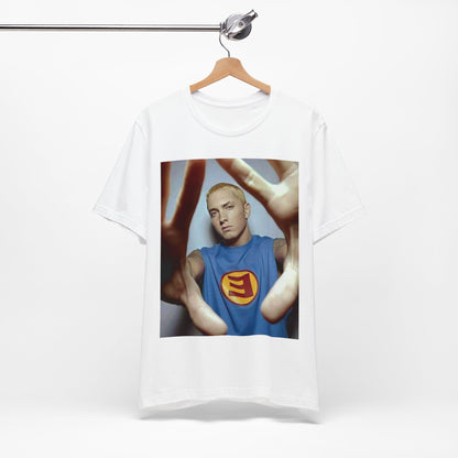 A black graphic t-shirt featuring a graphic related to Eminem's 'The Slim Shady LP' album.