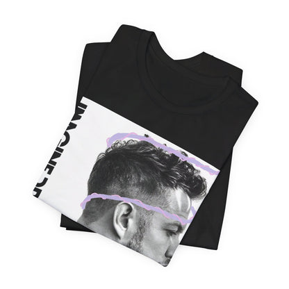 A black graphic t-shirt featuring a graphic of Imagine Dragons designed with a modern alt rock spirit.
