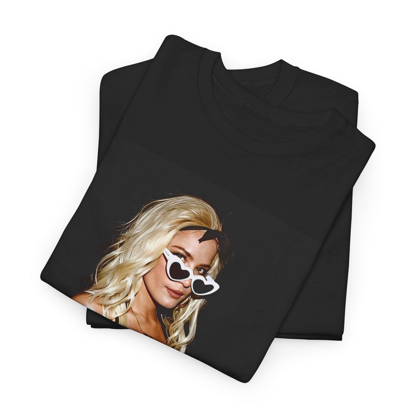 A black graphic t-shirt featuring a stylized graphic of Halsey as a modern pop icon.