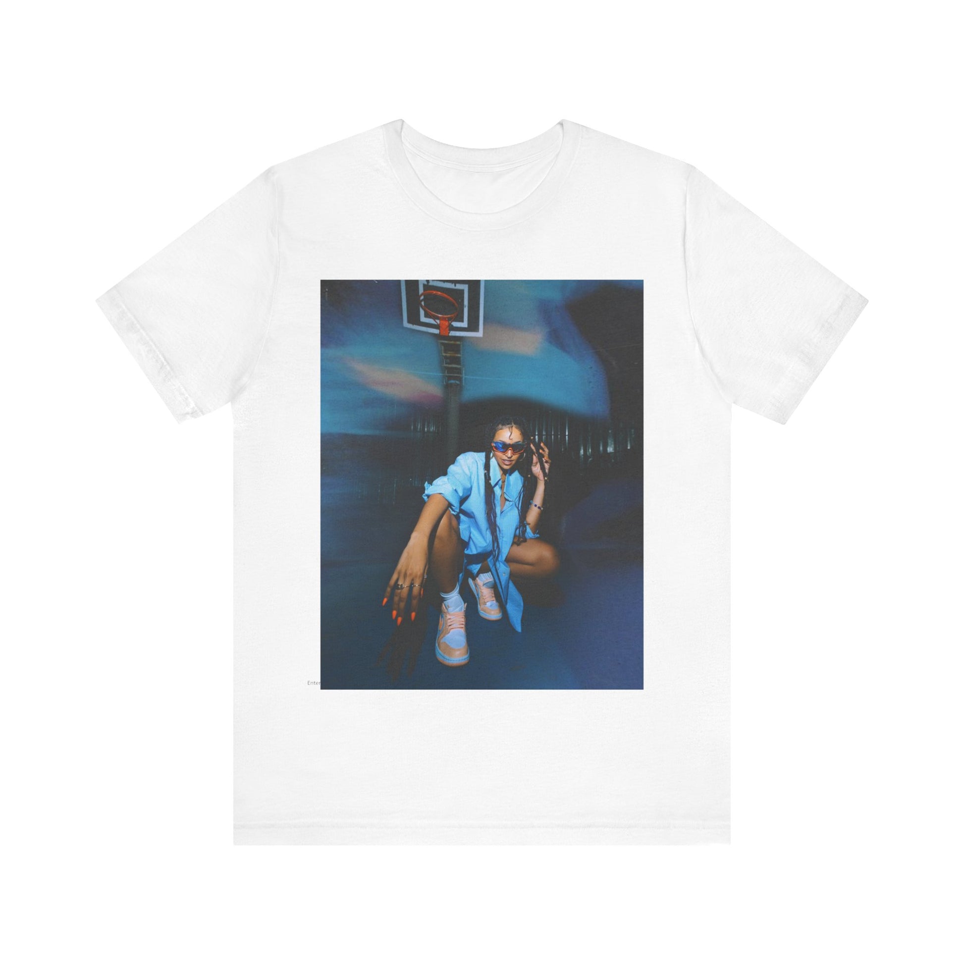 A black graphic t-shirt featuring an indie R&B streetwear graphic of Tinashe.