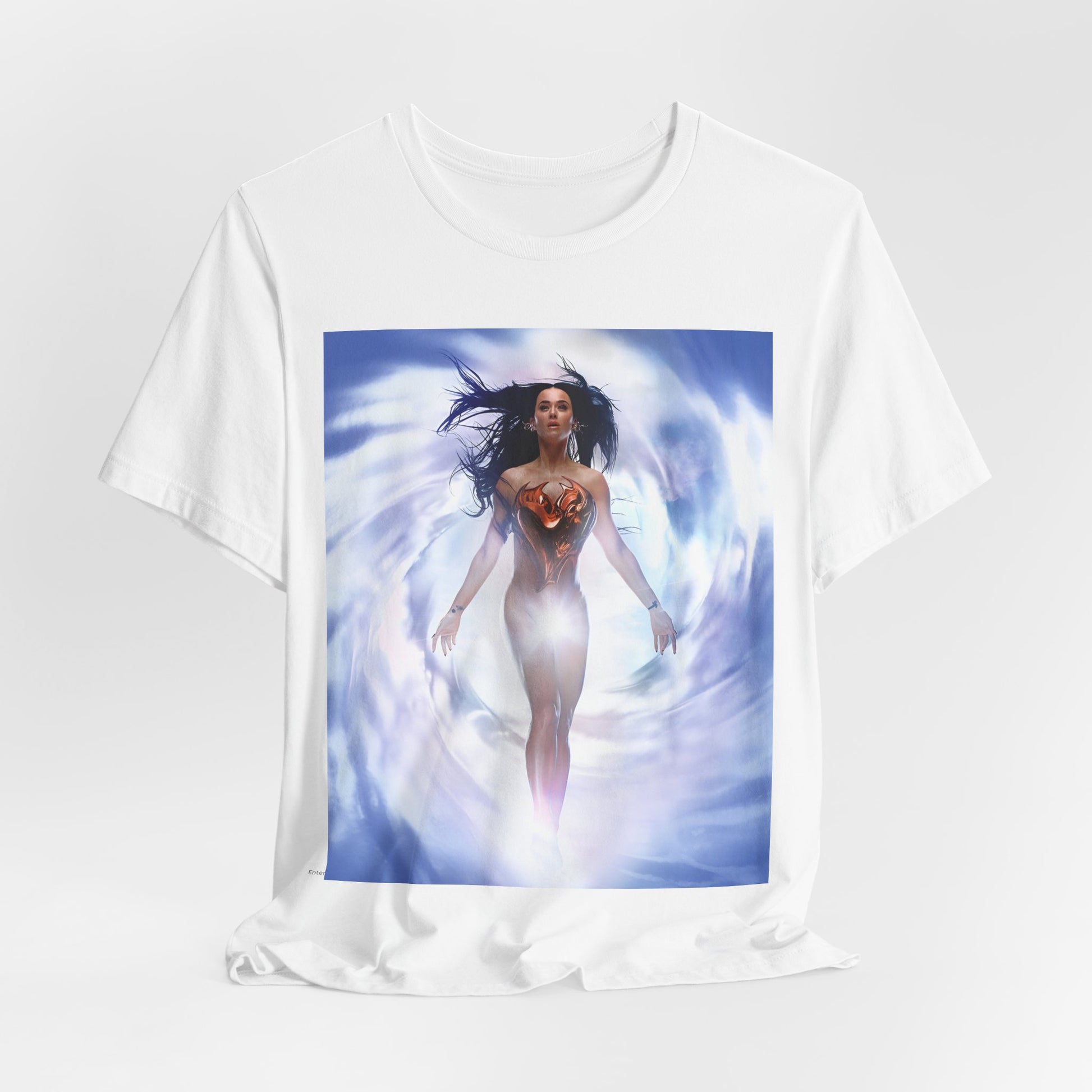 A black graphic t-shirt featuring a graphic related to Katy Perry's '143' era.