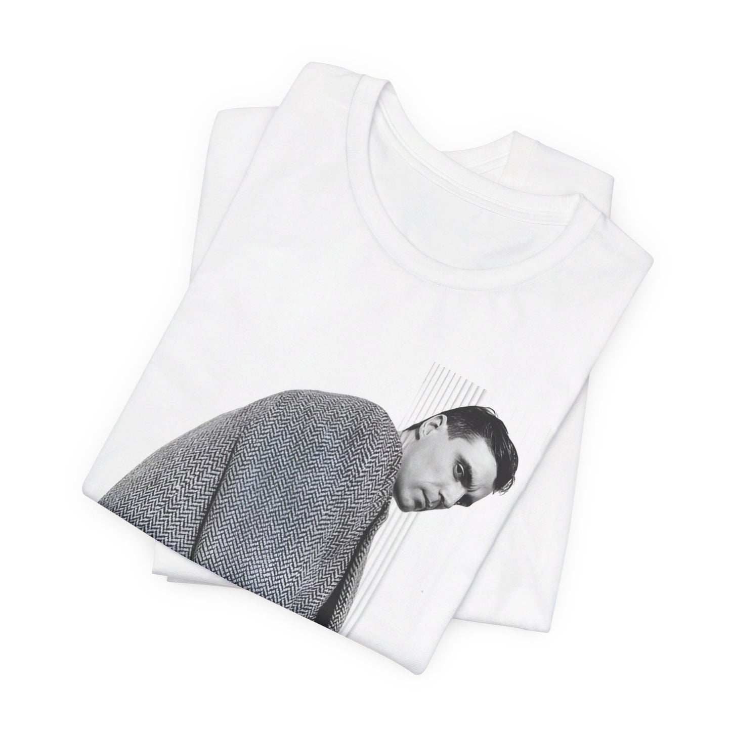 A black graphic t-shirt featuring a graphic of David Byrne from Talking Heads in his classic style.