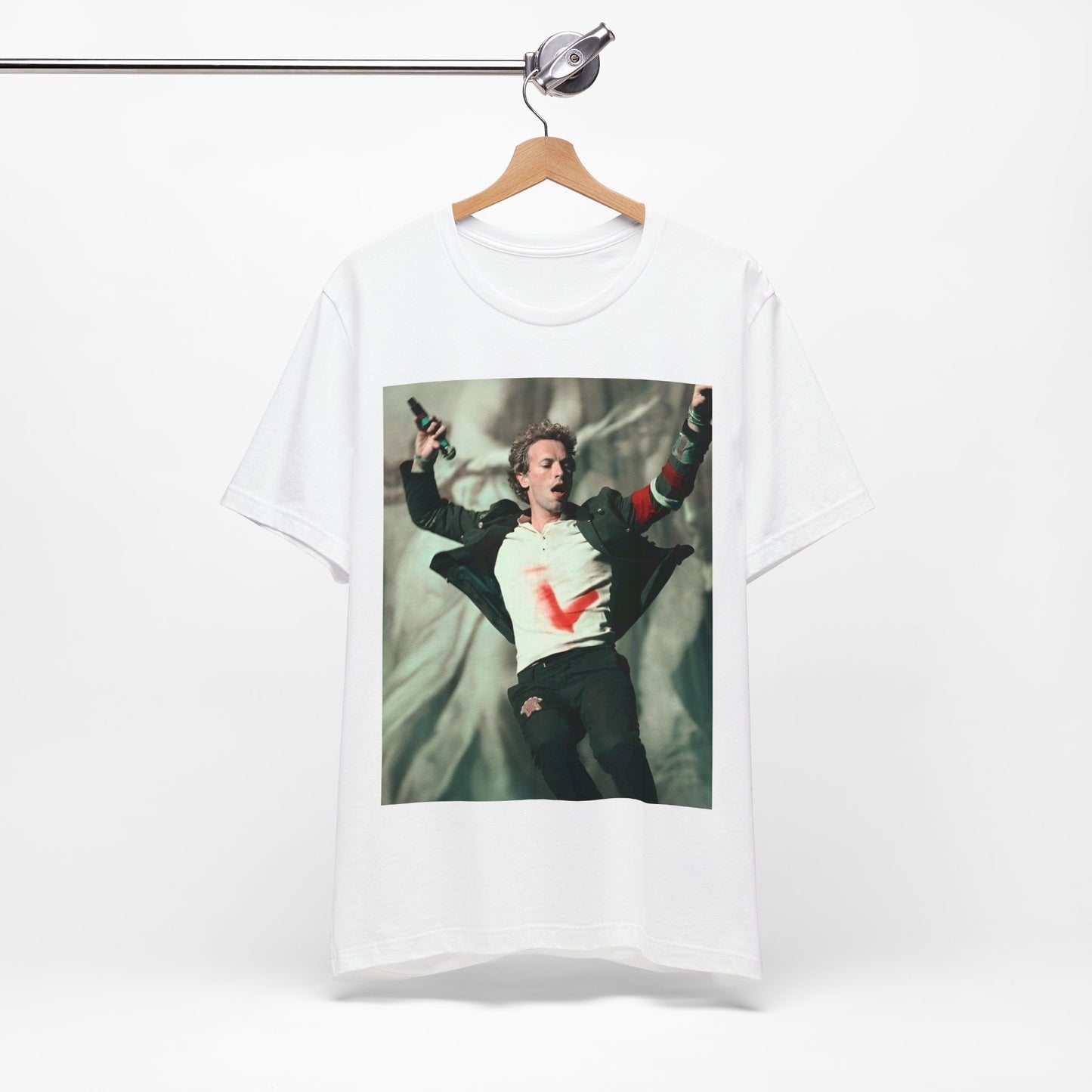 A black graphic t-shirt featuring the album cover art for Coldplay's 'Viva La Vida or Death and All His Friends'.