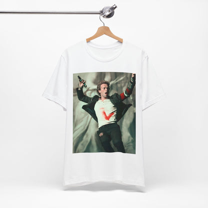 A black graphic t-shirt featuring the album cover art for Coldplay's 'Viva La Vida or Death and All His Friends'.