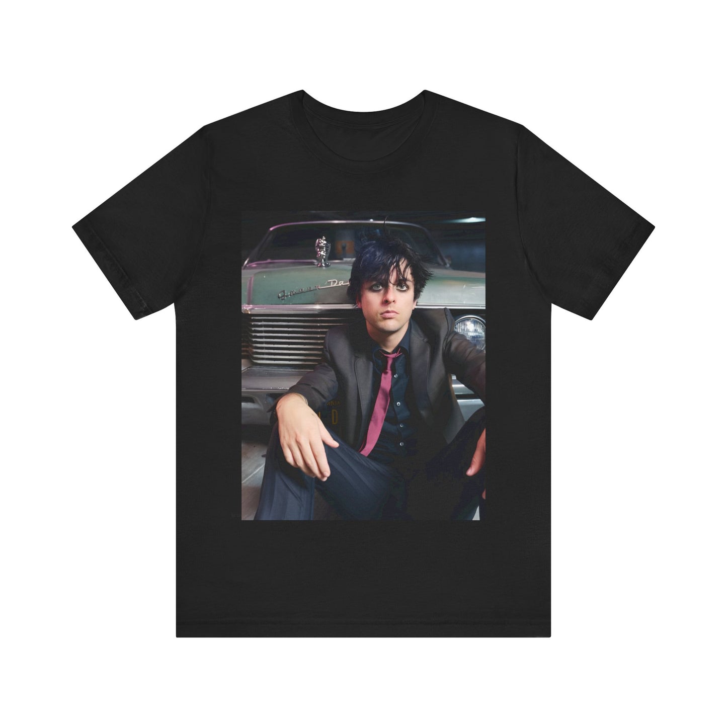 A black graphic t-shirt featuring a graphic related to Green Day's 'Boulevard of Broken Dreams' song or era.