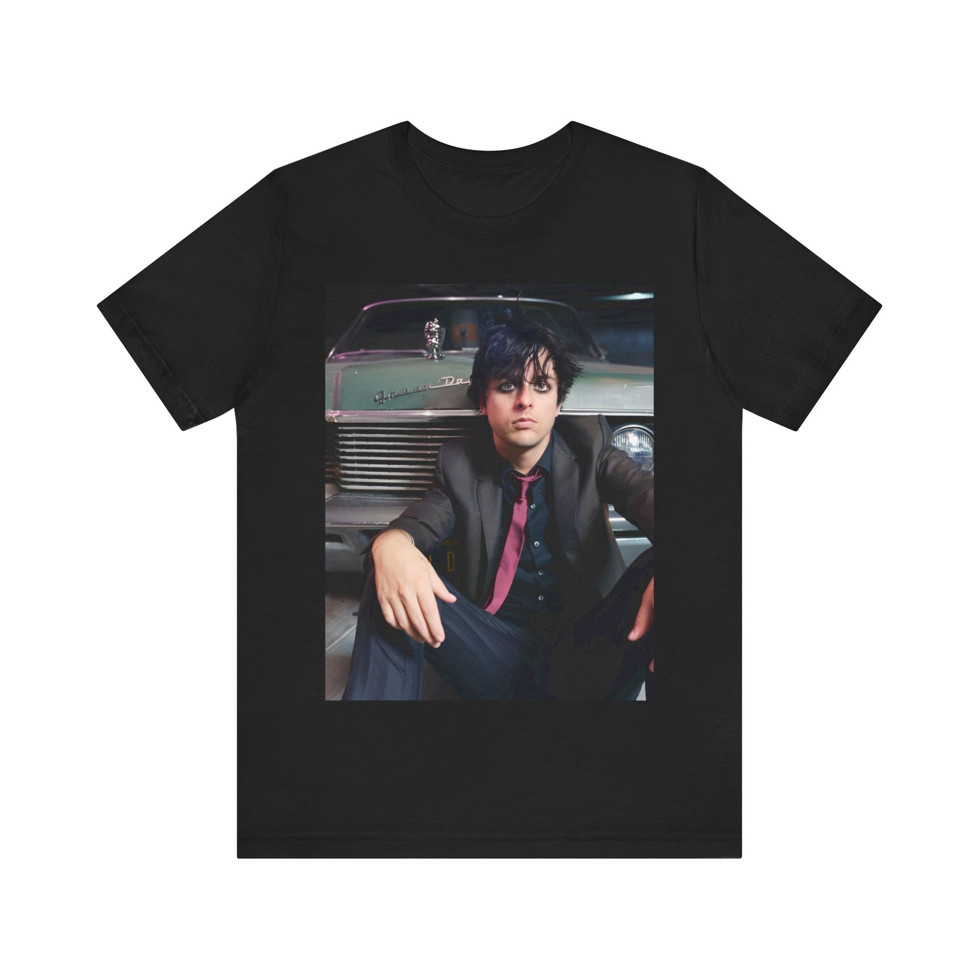 A black graphic t-shirt featuring a graphic related to Green Day's 'Boulevard of Broken Dreams' song or era.