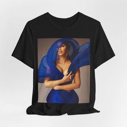 A black graphic t-shirt featuring a graphic of Cardi B in a powerful stance.