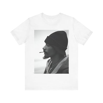 A black graphic t-shirt featuring a graphic of Snoop Dogg designed for everyday West Coast style.