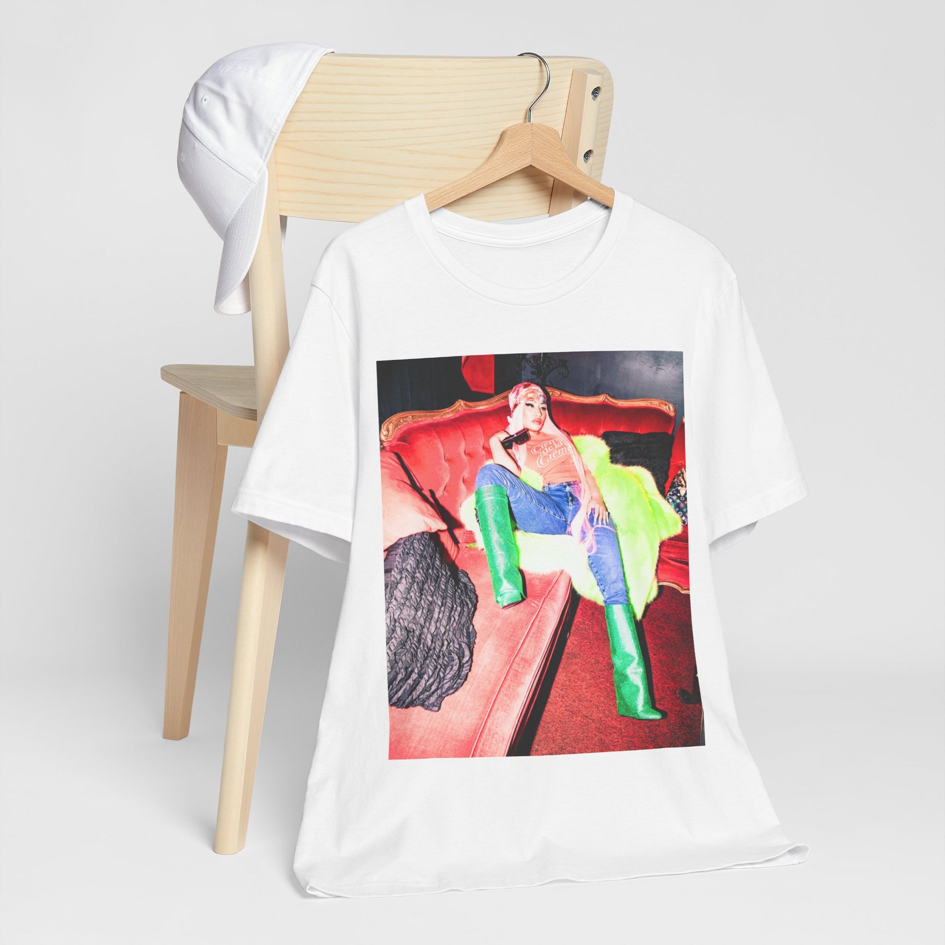 A black graphic t-shirt featuring a retro graphic related to Nicki Minaj's 'Pink Friday' album era.