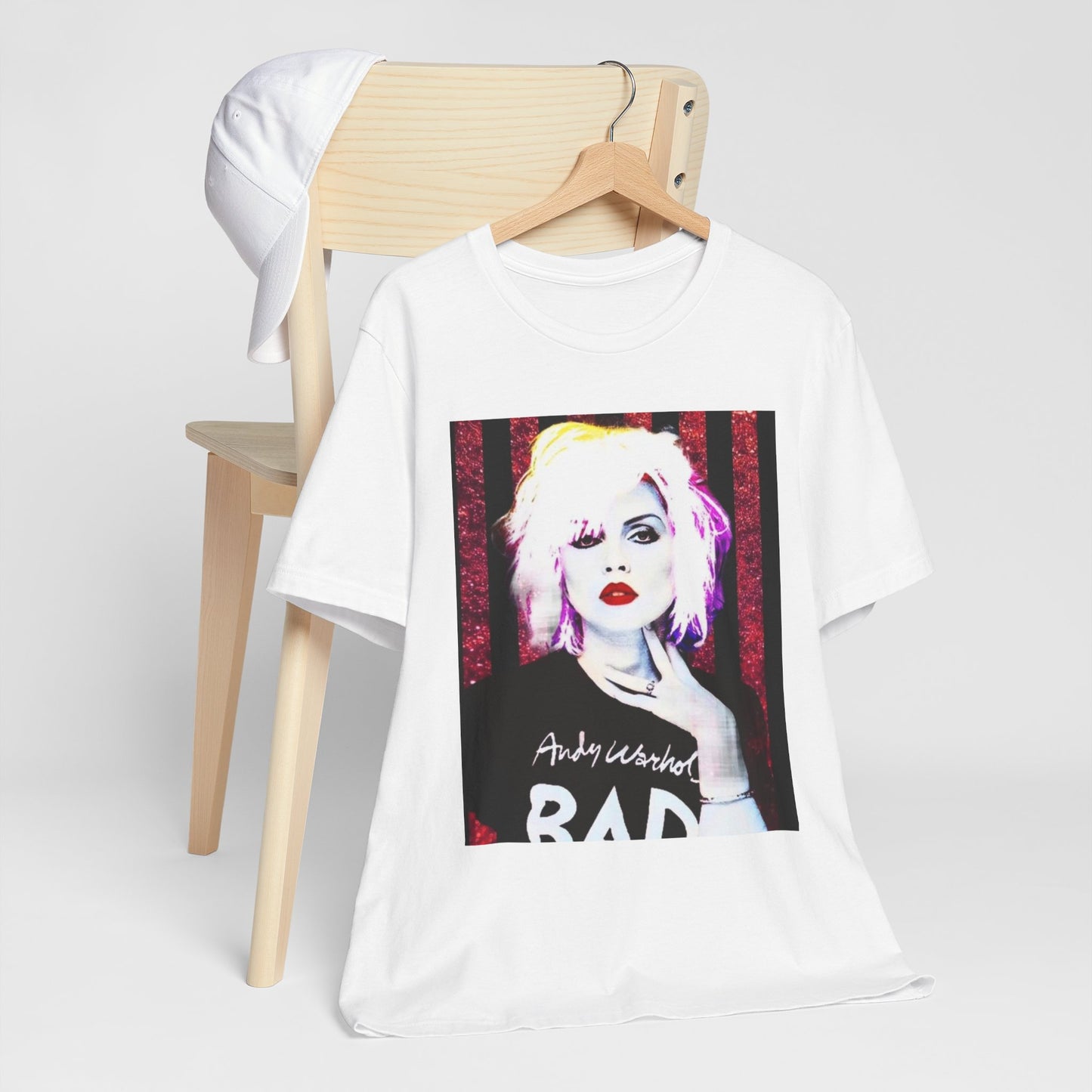 A black graphic t-shirt featuring a graphic of Blondie with an edgy street style aesthetic.