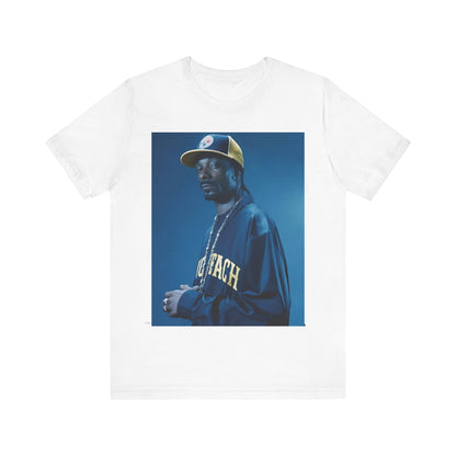 A black graphic t-shirt featuring an authentic West Coast graphic of Snoop Dogg.