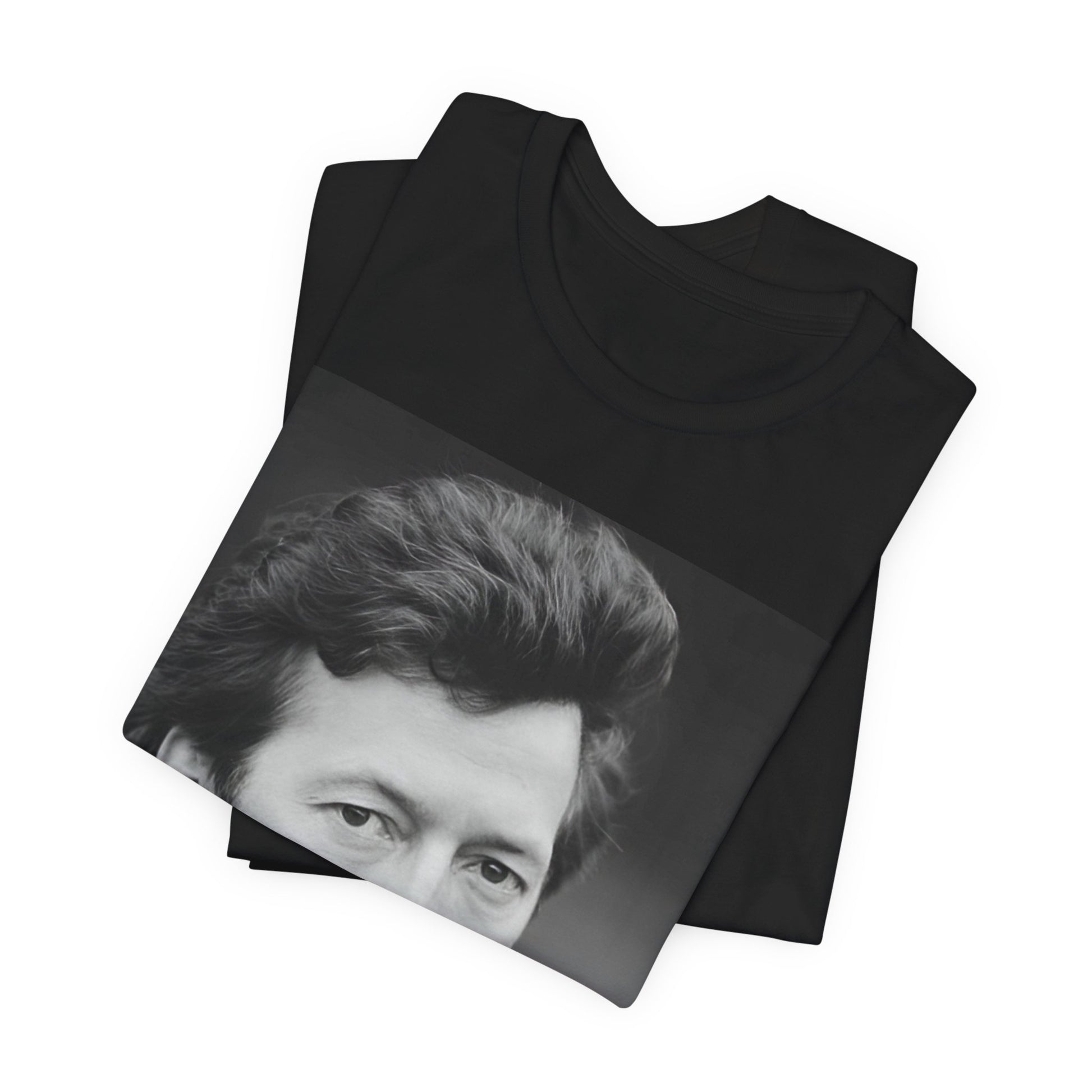 A black graphic t-shirt featuring a 70s rock aesthetic graphic of Eric Clapton.