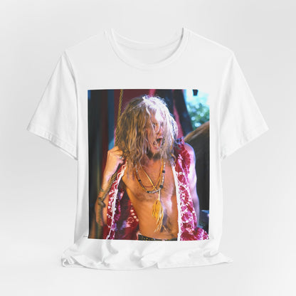 A black graphic t-shirt featuring a dynamic and 'wild' tour graphic of Alice In Chains from the 1990s, depicting chaotic live energy.