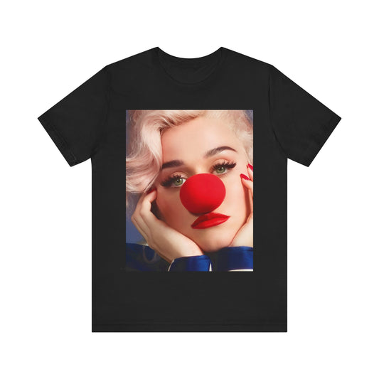 A black graphic t-shirt featuring a graphic related to Katy Perry's 'Smile' album.