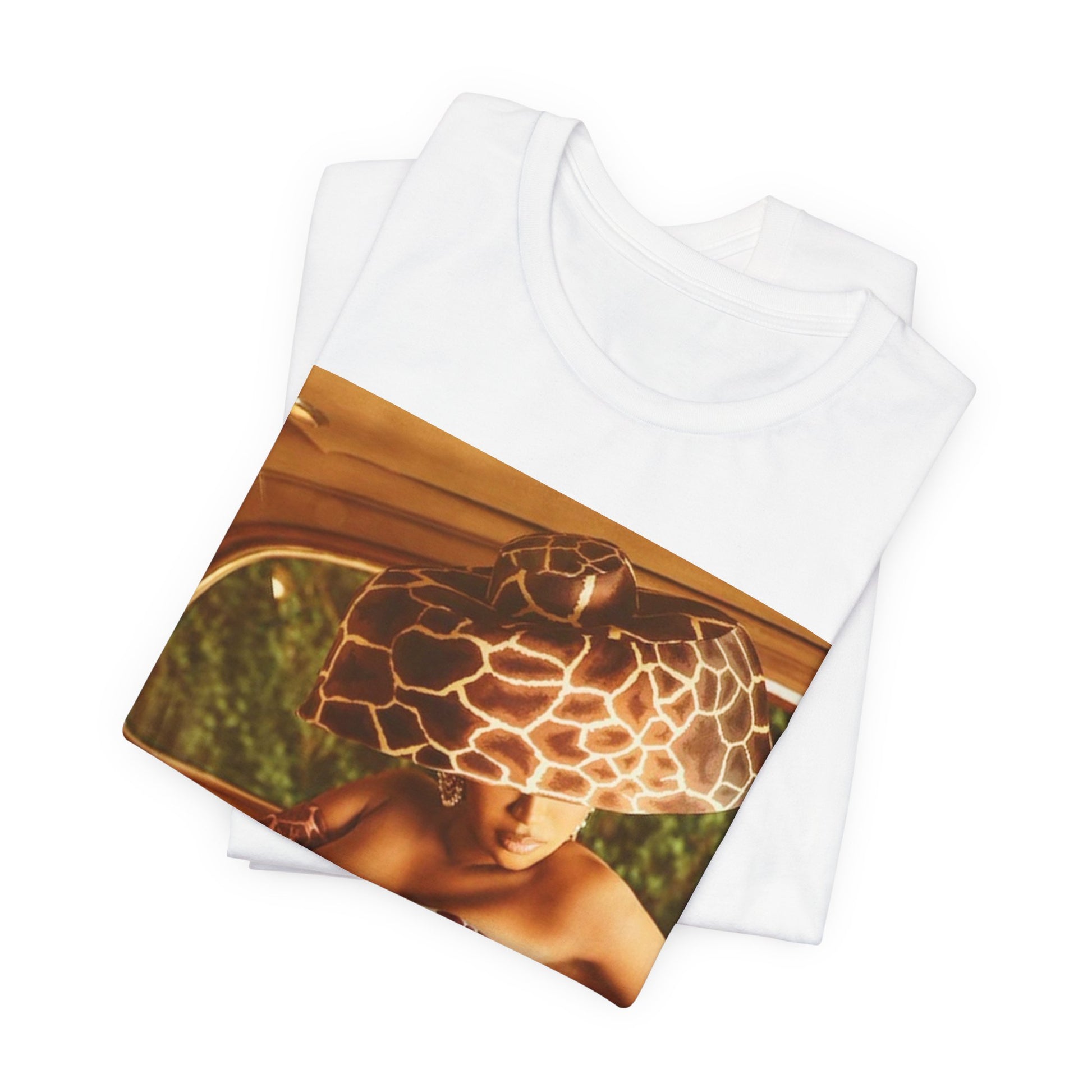 A black graphic t-shirt featuring a graphic of Cardi B as a hip hop culture phenomenon.