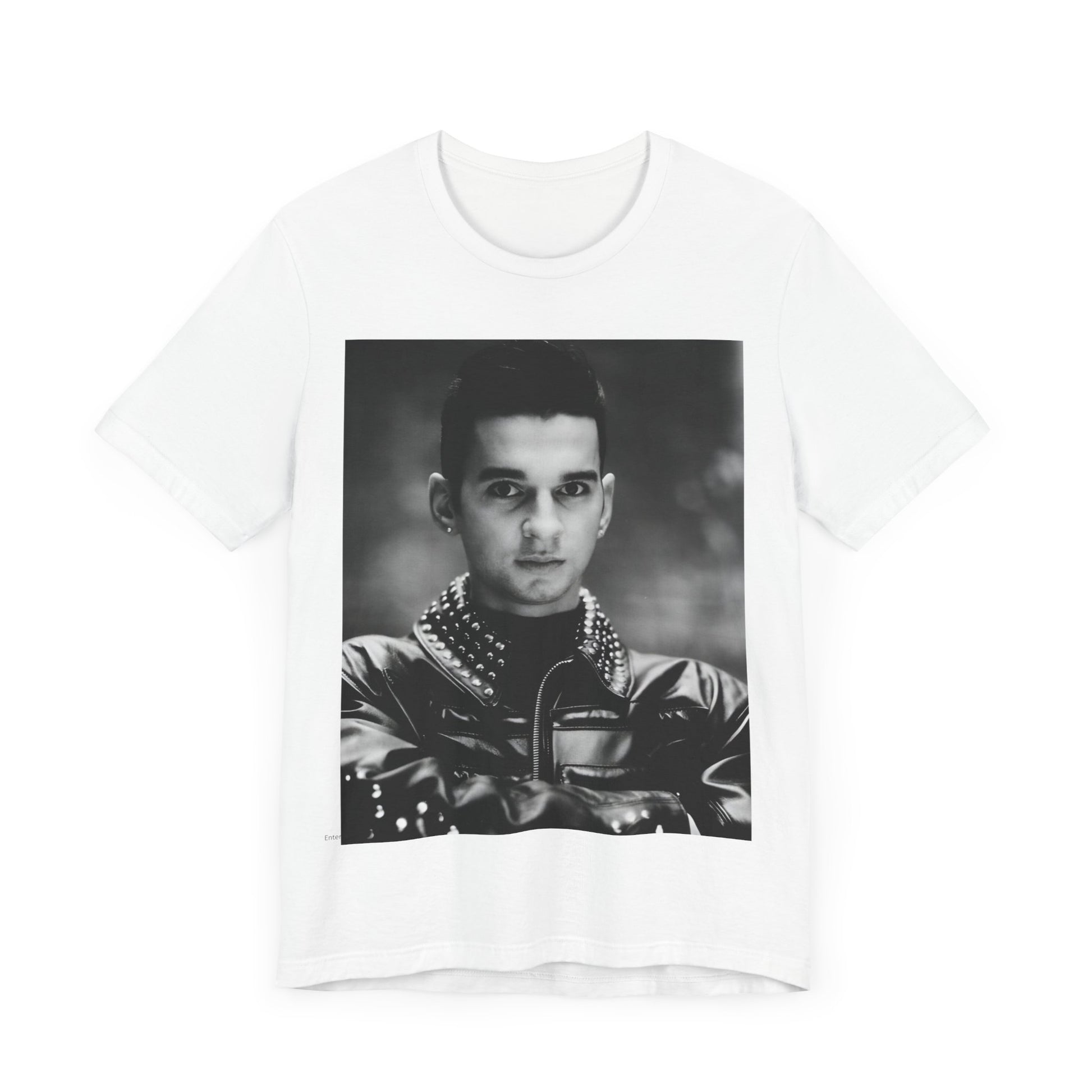 A black graphic t-shirt featuring a vintage 80s graphic of Dave Gahan from Depeche Mode.