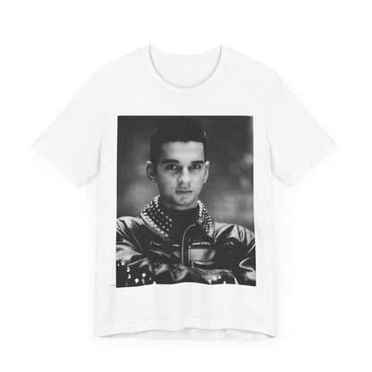 A black graphic t-shirt featuring a vintage 80s graphic of Dave Gahan from Depeche Mode.