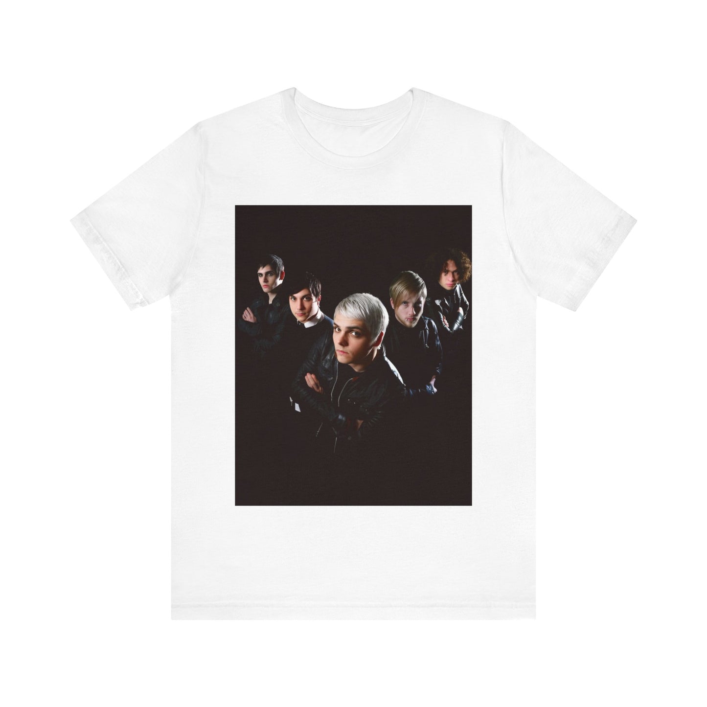 A black graphic t-shirt featuring a modern rock graphic of My Chemical Romance.