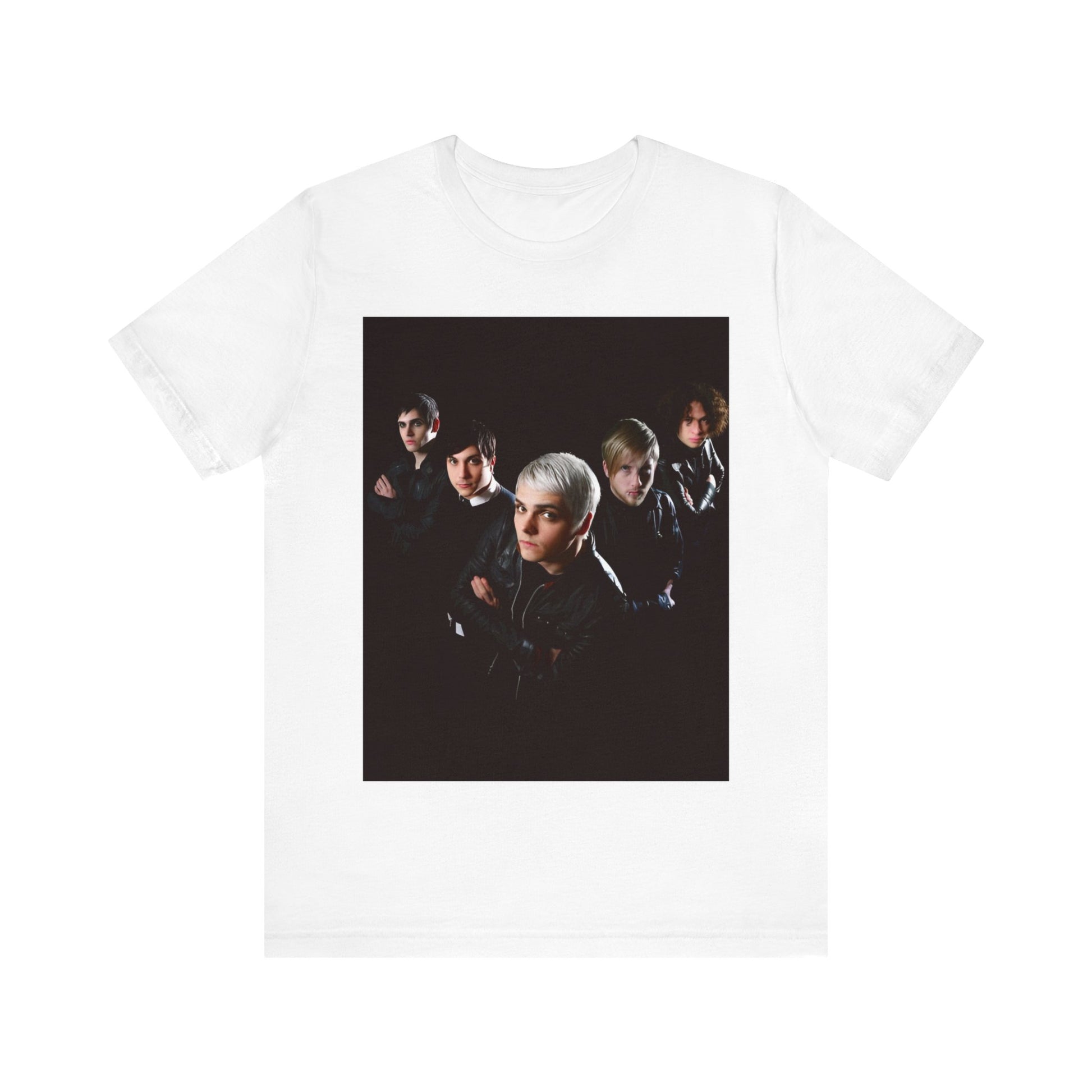 A black graphic t-shirt featuring a modern rock graphic of My Chemical Romance.