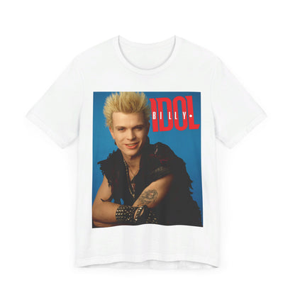 A black graphic t-shirt featuring a casual graphic inspired by Billy Idol's 'Rebel Yell' album or era.