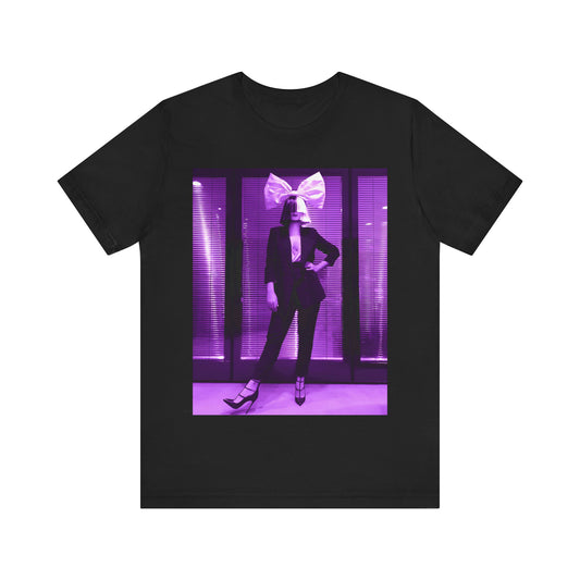 A black graphic t-shirt featuring a vintage pop diva graphic of Sia.