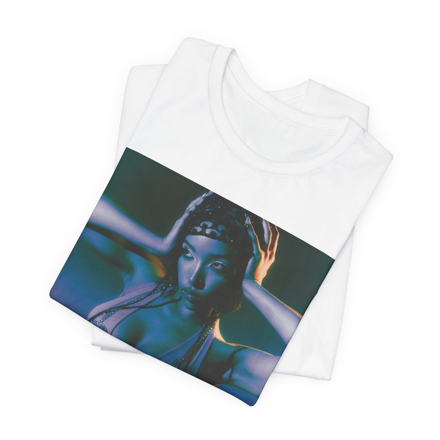 A black graphic t-shirt featuring a graphic of Tinashe as a choreography queen.