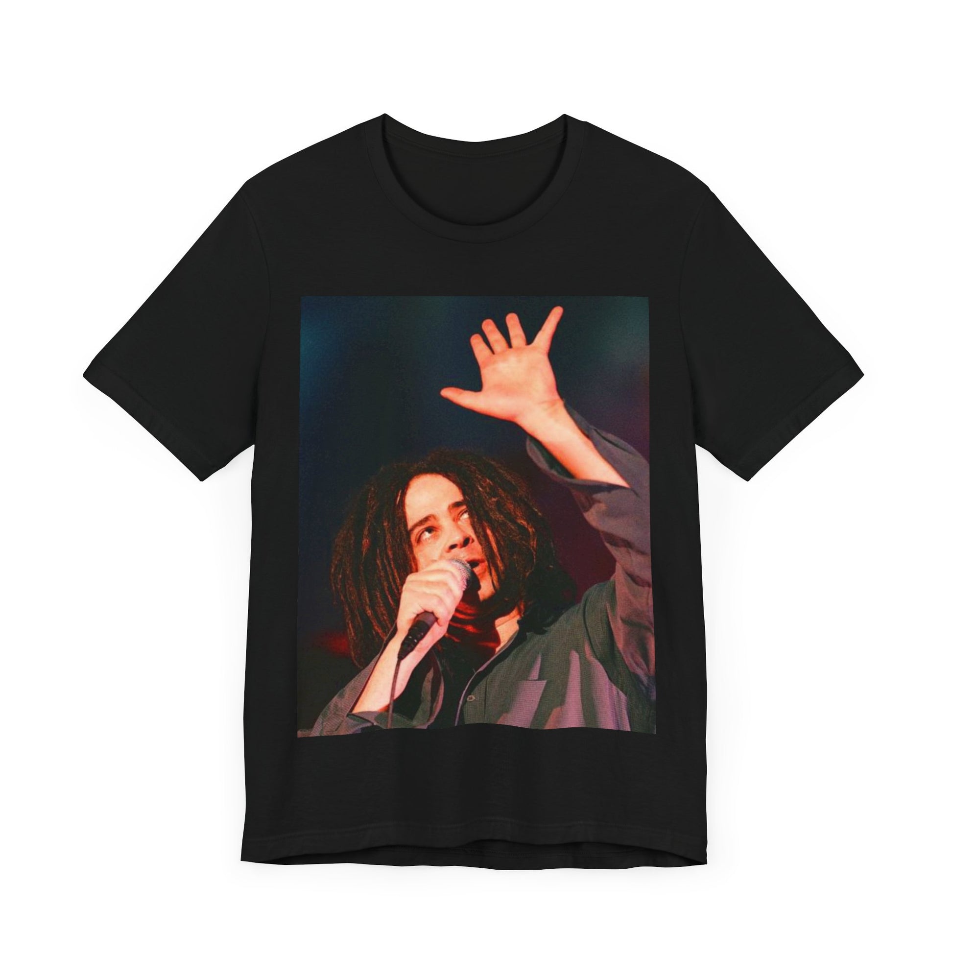 A black graphic t-shirt featuring a vintage 90s alt rock graphic of Counting Crows.