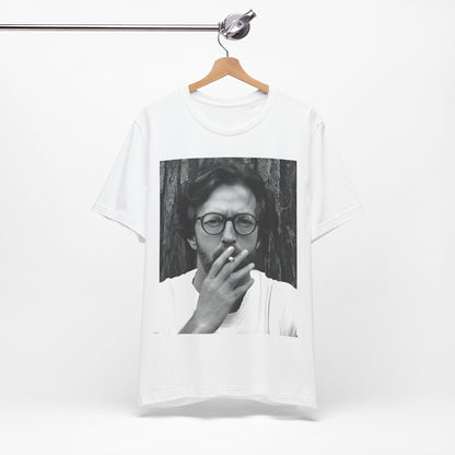 A black graphic t-shirt featuring a graphic related to Eric Clapton's classic Cream era.