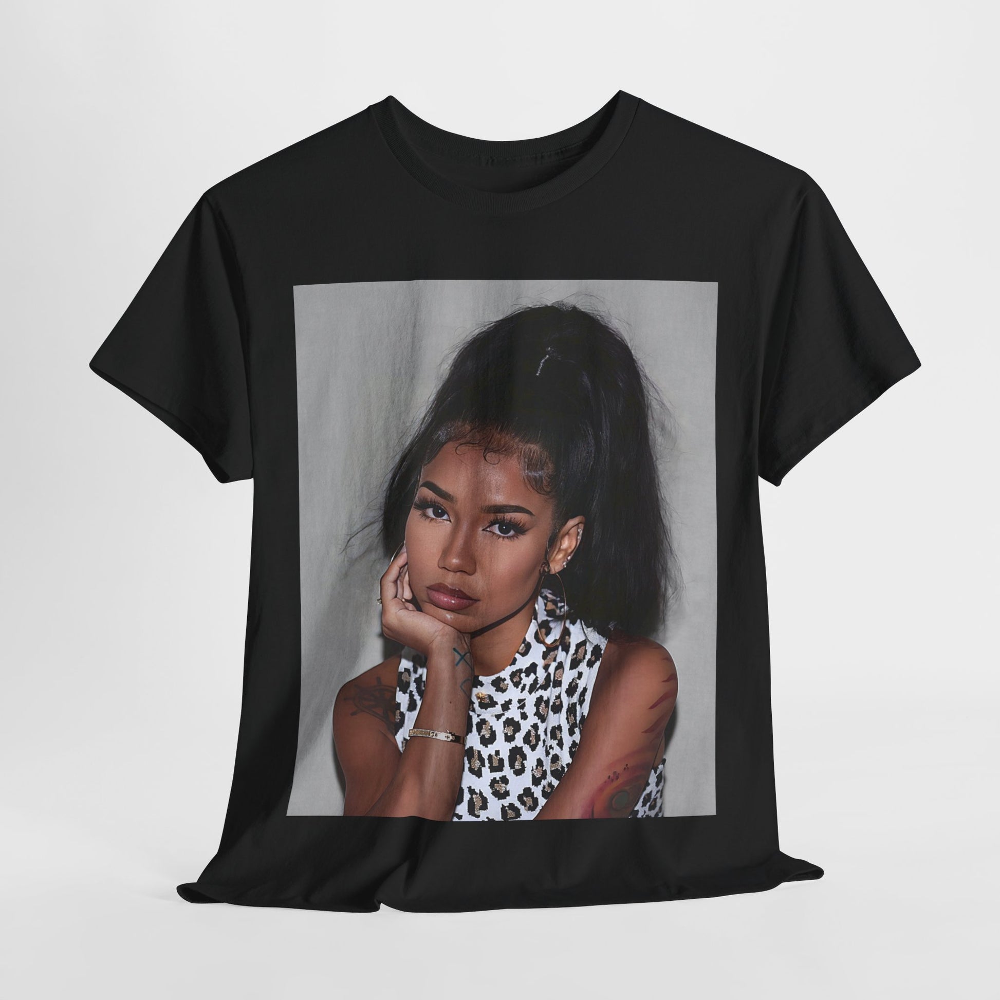 A black graphic t-shirt featuring a graphic related to Jhene Aiko's 'Trip' album era, with an aesthetic design.