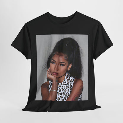 A black graphic t-shirt featuring a graphic related to Jhene Aiko's 'Trip' album era, with an aesthetic design.