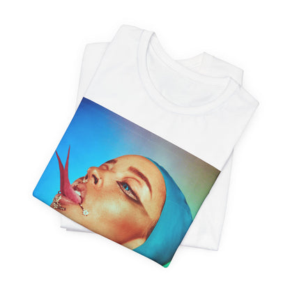 A black graphic t-shirt featuring a classic underground R&B graphic of Tinashe.